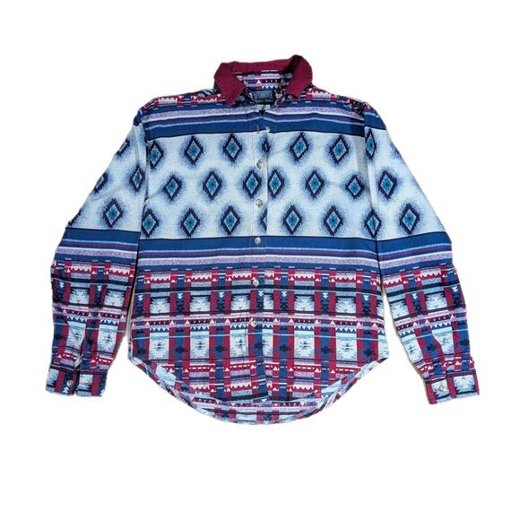 Vintage Rough Riders by Circle T Western Aztec Print Shirt - Picture 1 of 5
